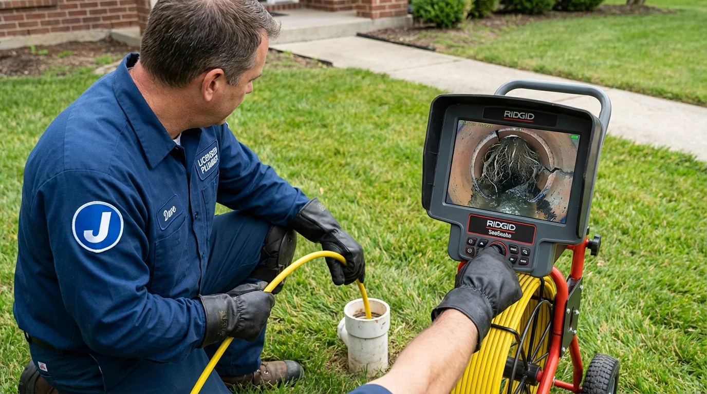 Sewer camera inspection being performed by Johns Plumbing LLC in Berwyn